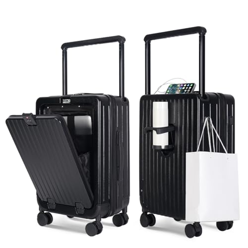 SOKOK Carry On Luggage Wide Handle Suitcase with Front Pocket 20Inch
