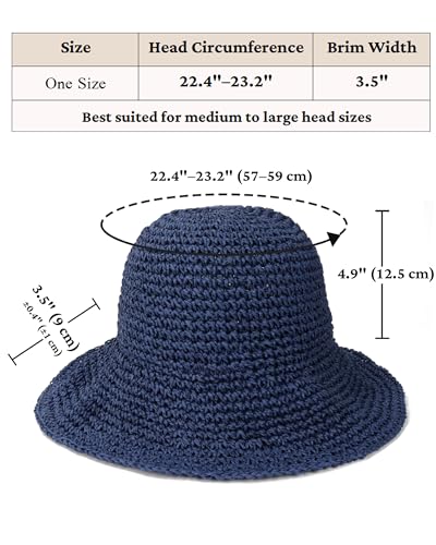 Womens Crochet Straw Sun Hat Foldable Floppy Wide Brim Beach Hat for Summer