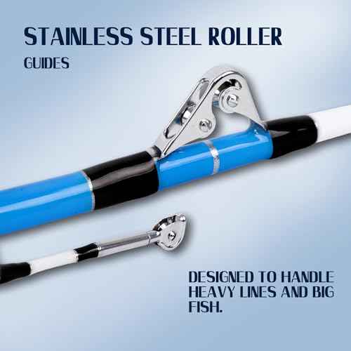 Saltwater Fishing Rod Heavy Duty Trolling Rod Conventional Boat Standup Big Game Deep Sea Rod with Roller Guides 7'6"