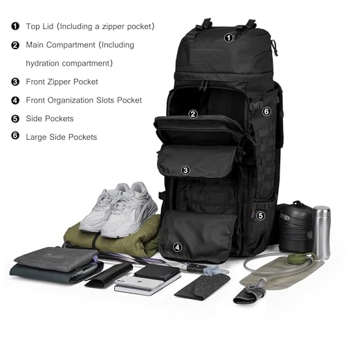 75L Molle Hiking Internal Frame Backpacks with Rain Cover for Camping