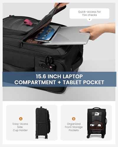 24 Inch Softside Checked Luggage with TSA Lock for Business Trip