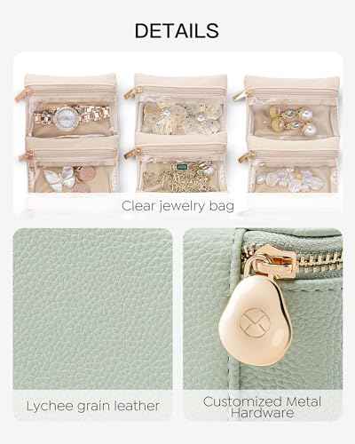Jewelry Box Travel with Clear 6 Velvet Bags