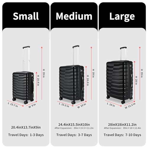3 Piece Hardshell Travel Luggage Set (3 Count)