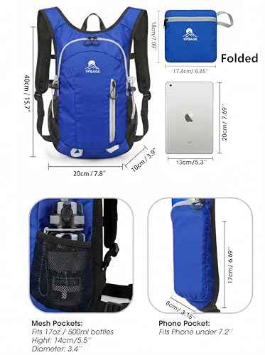 Foldable Small Hiking Backpack with 3 Strap Pockets