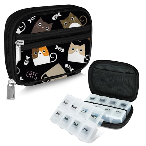 Weekly Travel Pill Organizer Pill Case for Purse with Removable 7 Day Pill Box (2 Count)
