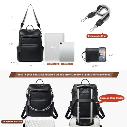 Vegan Leather Laptop Backpack for Women 15.6 inch Work Backpack Fashion Travel Backpack Purse for Travel College Work