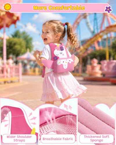 3 in 1 Toddler Harness Leash with Key Lock for Girls Cute Unicorn