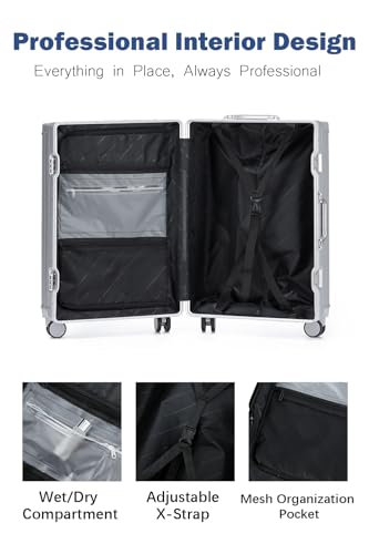24 Inch Checked Zipperless Luggage with Cup Holder