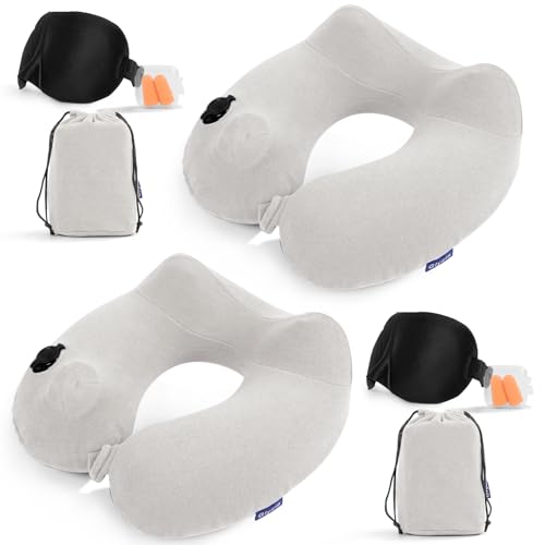 2 Pack Inflatable Travel Neck Pillows for Airplanes