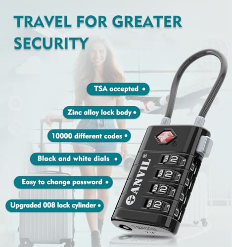 TSA Approved Luggage Locks with Search Alert Indicator (3 Count)