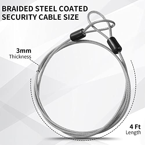 12 Pack Security Cable Luggage Lock with Loops 4ft 3mm Braided Steel Coated Bike Cable Wire Double Loop Anti Theft Safety for U Lock (12 Count)