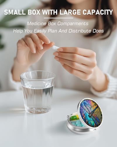 Pill Box 3 Compartment Portable Travel Medicine Box with Mirror