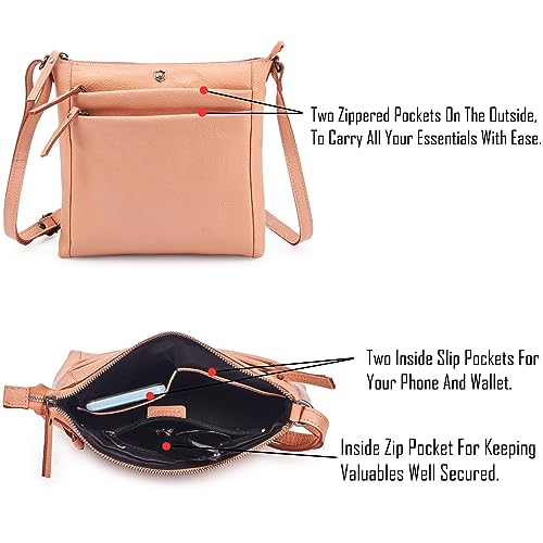 Leather Crossbody Bags for Women Small Genuine Nappa Purse Multi
