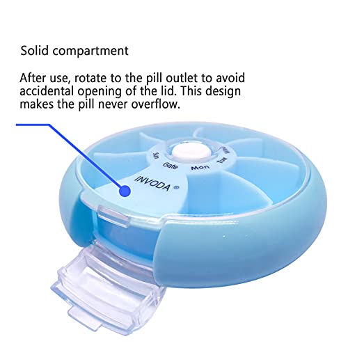2Pack Weekly Pill Organizer Rotating Travel Pill Box for 7 Day Vitamins (2 Count)