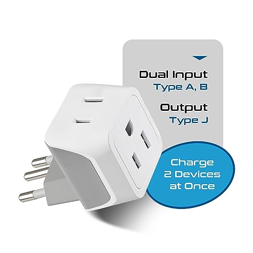 Switzerland Travel Adapter Plug with Dual USA Input