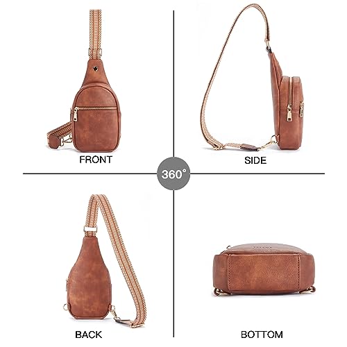 Crossbody Bags for Women PU Leather Cross Body Sling Bag for Woman Travel Brown