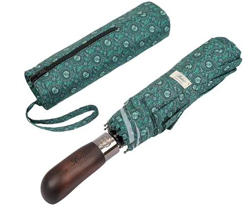 Folding Umbrella Real Wood Handle Walnuts Alpine Green