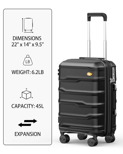 20 Inch Expandable Carry On Luggage 22x14x9 Airline Approved Suitcase