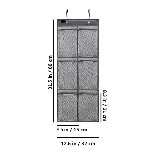 2 Pack Minimalist Black Over The Door Hanging Closet Shoe Holder Organizer with 6 Pockets (2 Count)