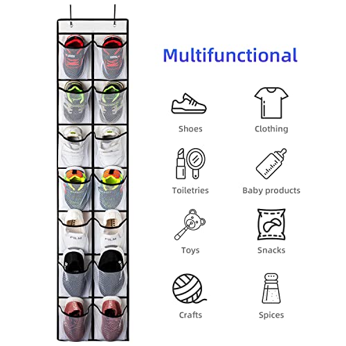 2 Pack White 14 Pockets Over the Door Shoe Organizer (2 Count)