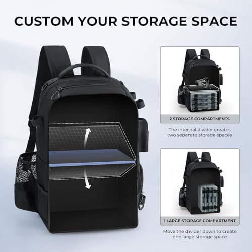 BaitSpace Fishing Backpack with Bait Binder & 2 Rod Holders