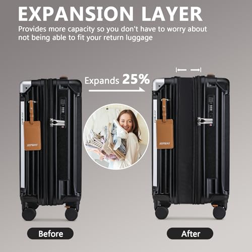 3 Piece Set Hardside Expandable Luggage with USB Charging Port and Cup Holder (3 Count)