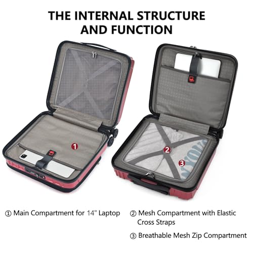 16" Carry on Luggage with 2 Laptop Compartments