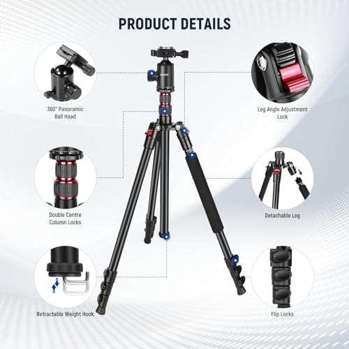 77 Inch Camera Tripod Monopod for DSLR & Phone
