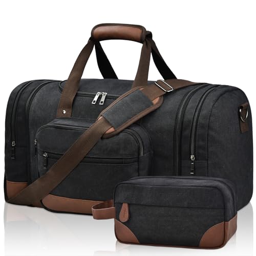 50L Canvas Duffle Bag for Travel Weekender Gym Overnight Carry
