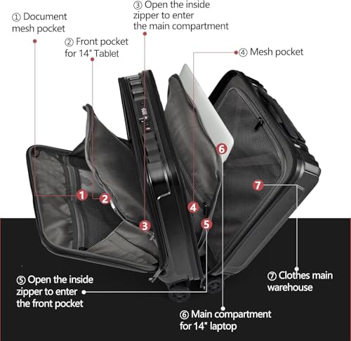 16" Carry on Luggage with 2 Laptop Compartments Airline Approved