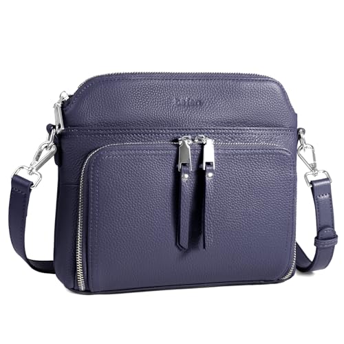Genuine Leather Crossbody Bags for Women Travel Wallet Purse Navy