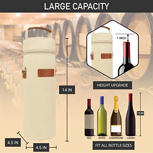 Single Bottle Wine Bag Carrier Insulated Cooler Tote with Strap