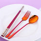 3 PCS Outdoor Flatware Set Fork Spoon Chopsticks