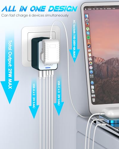 Universal Travel Adapter with 5 USB C