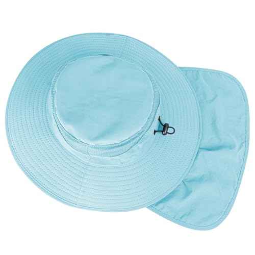 2Pack Sun Hats for Men Women Fishing Hat UPF 50+ Breathable Wide Brim Bucket Hats Summer UV Protection Safari Hat with Neck Flap Black