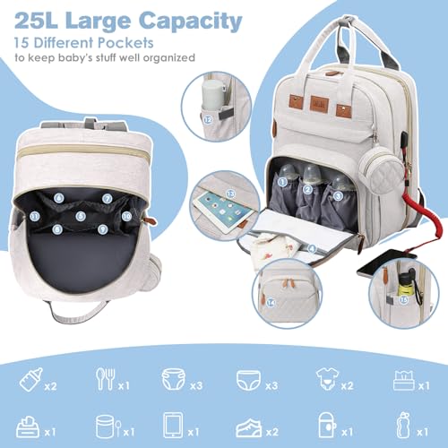 Large Diaper Bag Backpack with Changing Station