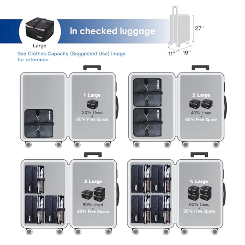 Stow-N-Go Hanging Travel Shelves, Packing Organizer for Luggage. Carry on Closet for Suitcase. Expandable Packing Cube. Travel Essentials. (Black - L, L = (L) 11.8" x (W) 11.8")