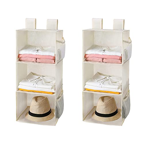 2 Pack 3 Shelf Hanging Closet Organizer with 2 Velcro (2 Count)