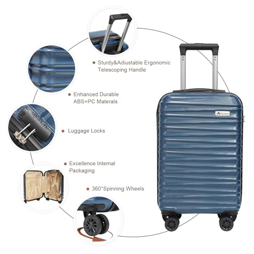 Luggage Set 3 Piece Luggage Set ABS hardshell Spinner Wheels Luggage Carry on Suitcase with Weekender bag & Toiletry bag (3 Count)