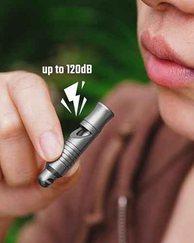 KA56 Titanium Whistle for Emergency Survival Hiking Camping and Everyday Carry Keychain Whistle 120dB Loud Clear Sound Lightweight Portable Outdoor Gear