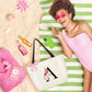 Tote Bag, A-Z Initial Monogrammed Waterproof Tote Bag, Bridesmaid Gifts for Women, Black and Pink (A, Beige)