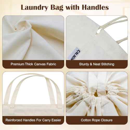 Canvas Laundry Bags with Handles & Square Base 16"Wx16"Depth x27.6"H