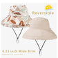 Womens Sun Hats Wide Brim Reversible Bucket Cotton Hat Packable Summer Travel Cap with Hat Clip