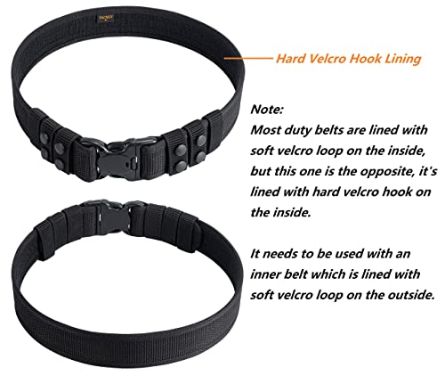 Duty Belt w Hook Lining 4 Keepers Police Law Enforcement Correctional Officer Security 2" Black Nylon Outer Belt L