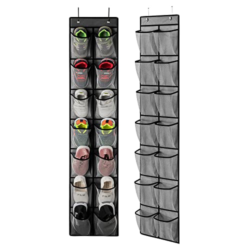 2 Pack Grey14 Pockets Over the Door Shoe Organizer (2 Count)