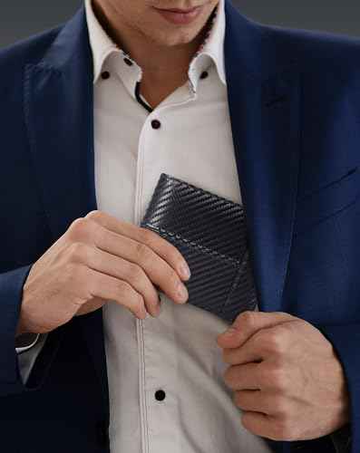 Wallet for Men RFID Blocking Genuine Leather Mens Wallets Bifold with 2 ID Window 13 Card Slots black stripe