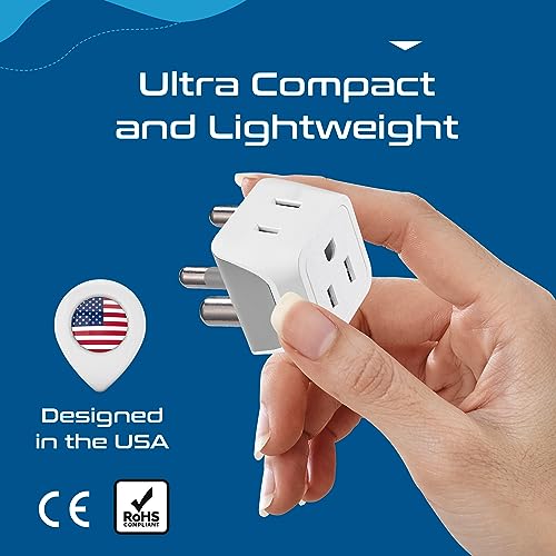 South Africa Namibia Travel Adapter Plug with Dual Usa Input (3 Count)