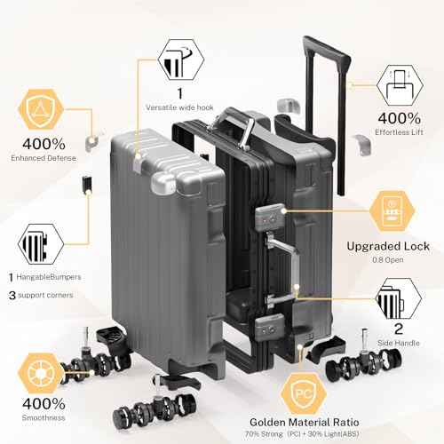 Zipperless Carry On Luggage with Wheels 20 inch Hardshell Suitcase