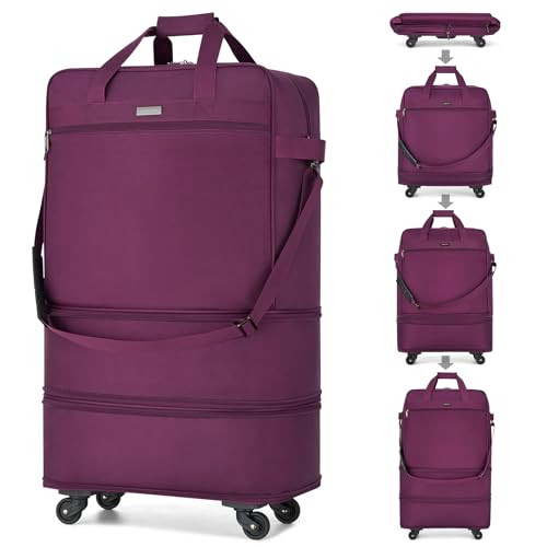 Suitcases with Wheels Expandable Foldable Luggage Bag Suitcase Collapsible Rolling Travel Bag Duffel Bag for Men Women Lightweight Suitcases without Telescoping Handle