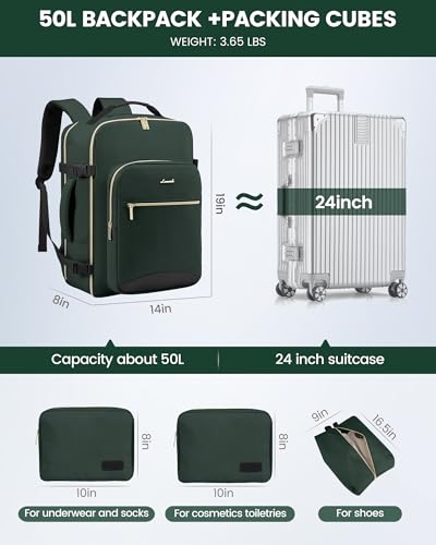 50L Travel Backpack Flight Approved Carry on Backpack
